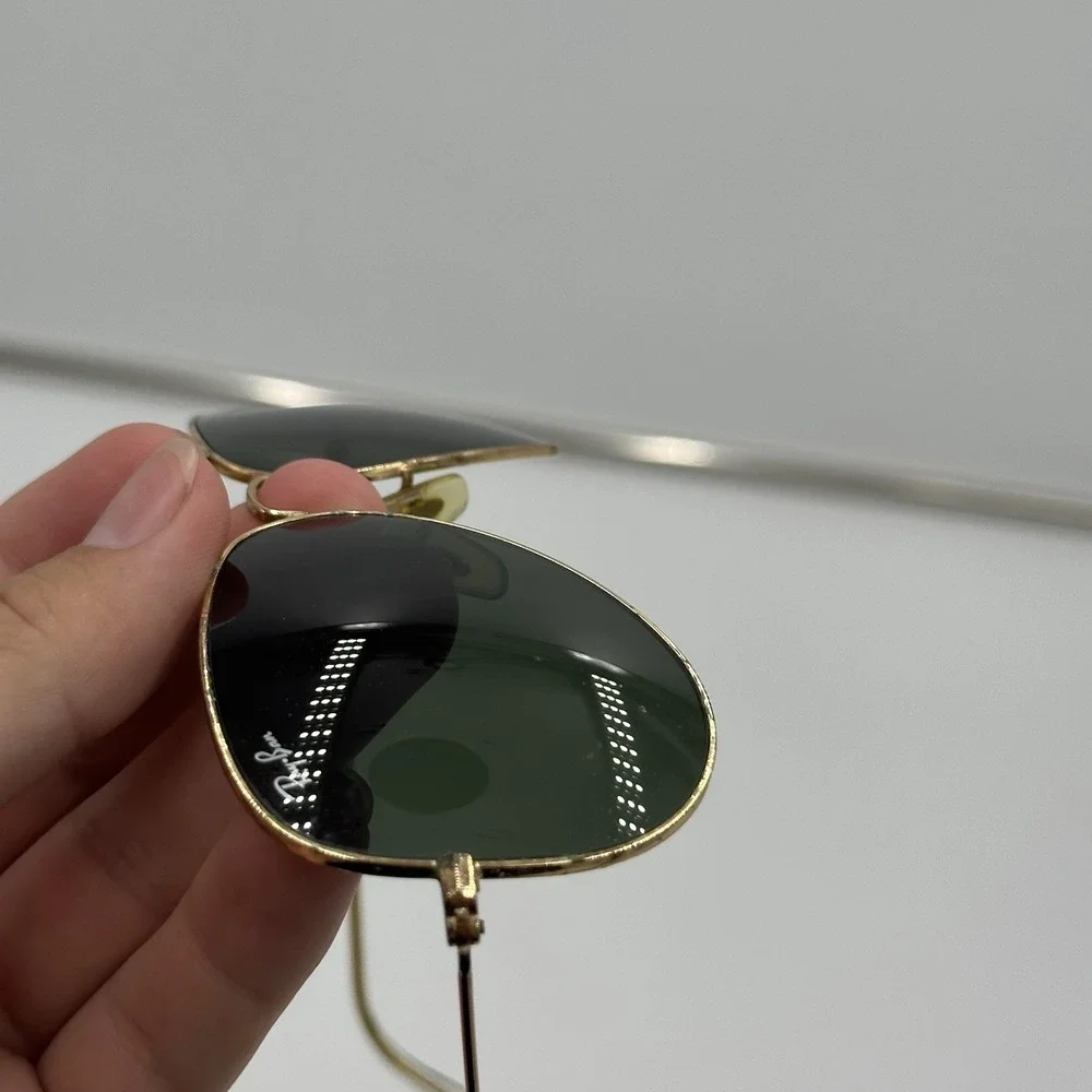 Rayban RB 3025 Large Aviator Sunglasses Gold Frame, 55-14 2N Black Lenses